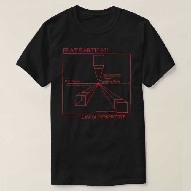 T-shirt Flat Earth Designs Flat Earth 101 Loi de Perspecti (Design devant)
