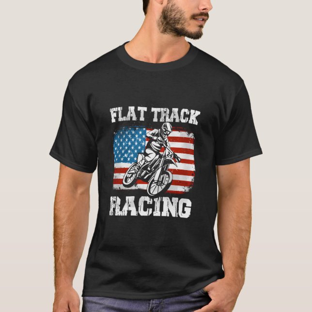 T-shirt Flat Track Motorcycle Racing drapeau américain Spe (Devant)