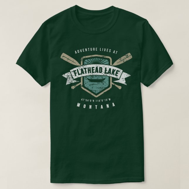 T-shirt Flathead Lake Montana, Pêche Bateau Camping Gi (Design devant)