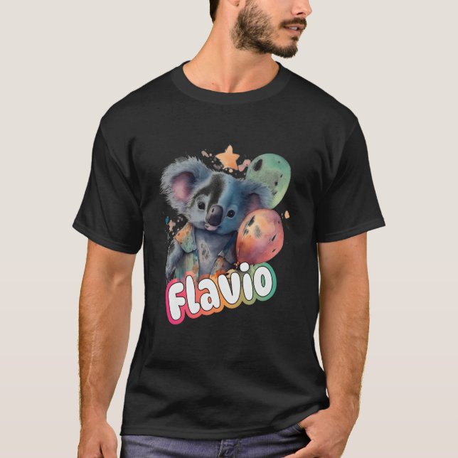T-shirt Flavio - Nom Du Petit Garçon Avec Cute Koala (Devant)