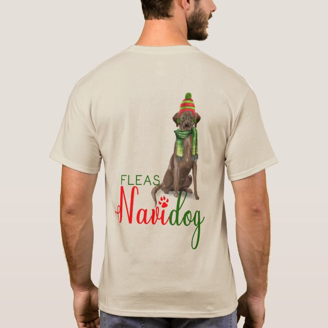 T-shirt Fleas Navidog Chocolat Lab Funny Chien Noël (Dos)