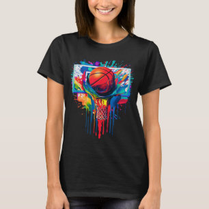 T-shirt Flèche colorée Basketball Ball Hoop Slam Dunk Drip