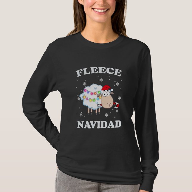 T-shirt Fleece Feliz Navidad Christmas Light Drôle mignon (Devant)