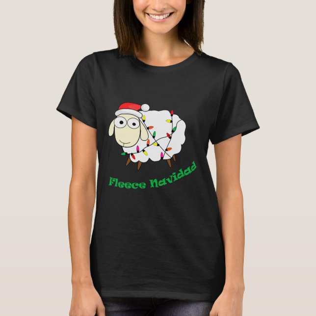 T-shirt Fleece Navidad - Mouton de Noël à manches longues  (Devant)