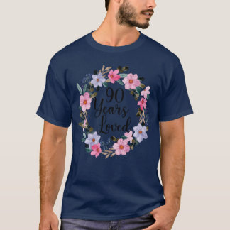 T-shirt Fleur 90 ans 90e anniversaire Hommes Femmes 90 ans
