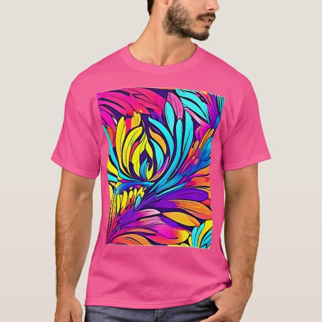 T-shirt Fleur abstrait vibrant (Devant)