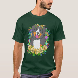 T-shirt Fleur Amoureux des chiens mignonne Bernese Chien p