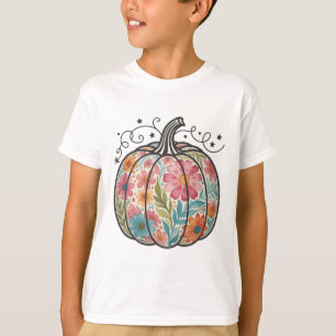 T-shirt Fleur Boho Citrouille Prépa Automne Action de grâc