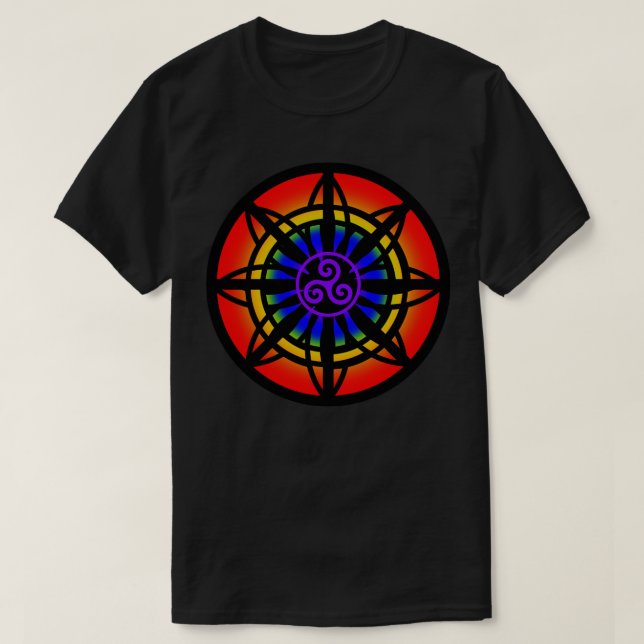 T-shirt Fleur celtique entrelacée arc-en-ciel spirale (Design devant)