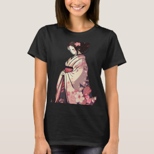T-shirt Fleur cerisier geisha japonaise fleurs femme