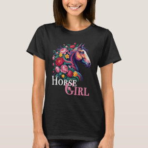 T-shirt Fleur Cheval Fille Juste Fille Qui Aime Cheval Che