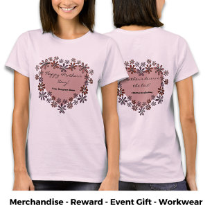 T-shirt Fleur Cœur Bonne Fête des Mères Entreprise Mot-cli