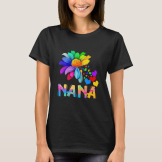 T-shirt Fleur colorée Petit Coeur Anniversaire Pour Nana G