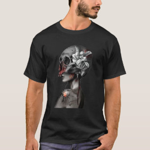 T-shirt fleur crâne horreur goth rock croquis