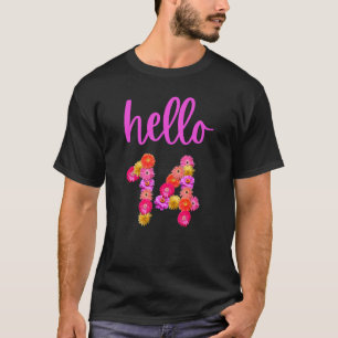 T-shirt Fleur d'anniversaire 14 ans Bonjour 14 C'est mon 1