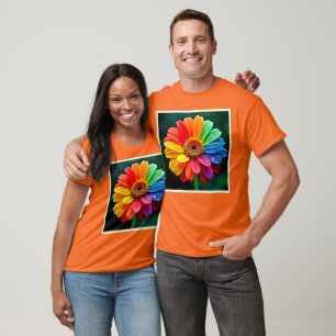 T-shirt Fleur d'art à pétale arc-en-ciel