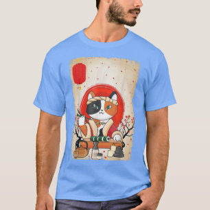 T-shirt Fleur de cerisier japonais Sushi Chat