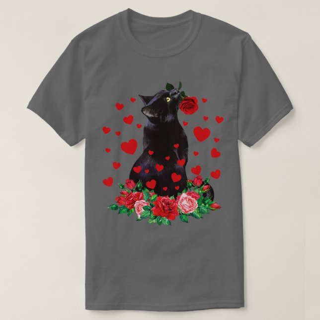 T-shirt Fleur de chat Valentines Jour Cute Kitten Kitty Lo (Design devant)