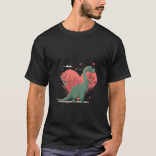 T-shirt Fleur de coeur Dinosaure Valentine s