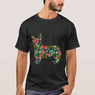 T-shirt Fleur de Corgi Imprimé Floral Chien Hawaïen Femmes