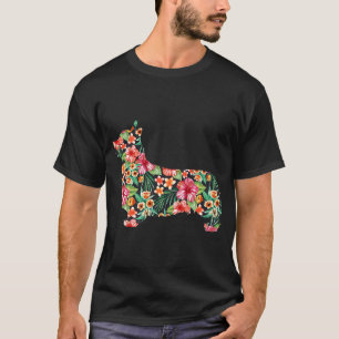 T-shirt Fleur de Corgi Silhouette Florale Femmes Hommes Pr