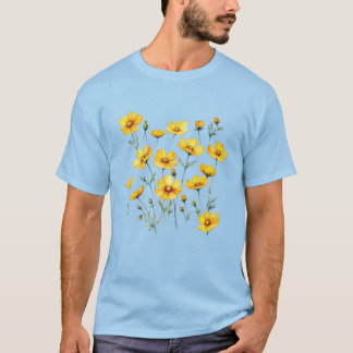 T-shirt Fleur de cosmos jaune écrite par aquarelle