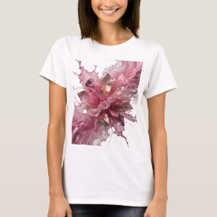 T-shirt Fleur de cristal argentée avec éclaboussures de li