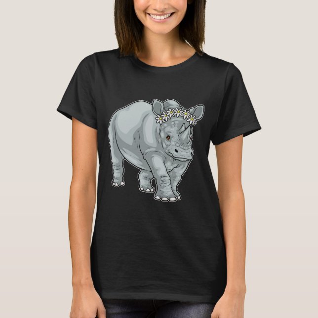 T-shirt Fleur de Daisy Rhinocéros (Devant)