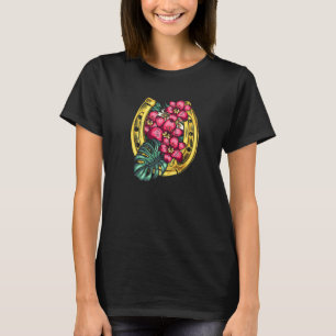 T-shirt Fleur de fer à cheval Chanceux Équitation Sport Éq