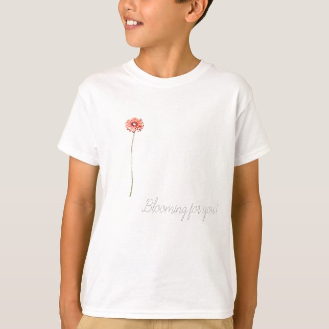 T-shirt Fleur de Gerbera Rouge Pâle (Devant)
