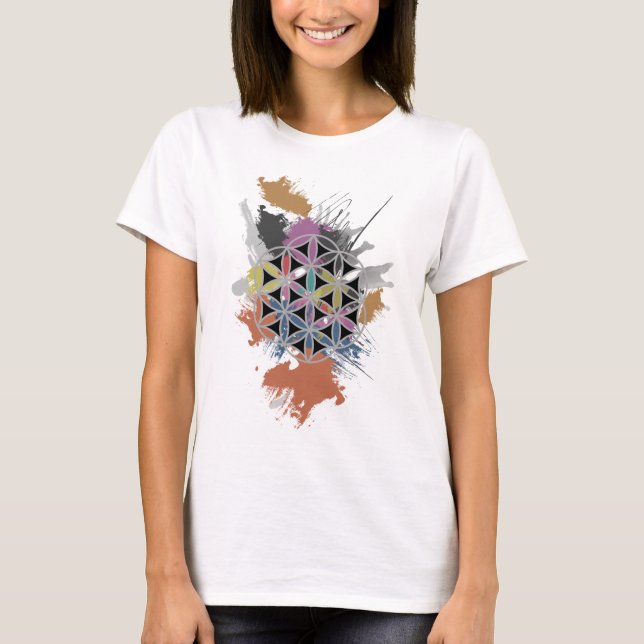 T-shirt Fleur de la vie Grunge peinture (Devant)