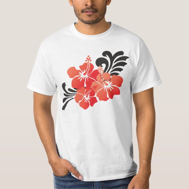T-shirt Fleur de l'Hibiscus rouge d'Hawaï (Devant)