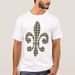 T-shirt fleur de lis avec le pied-de-poule