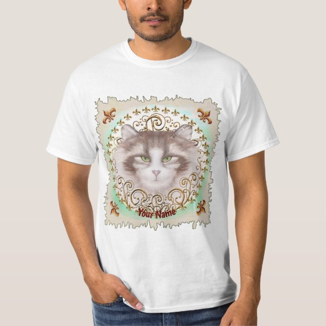 T-shirt Fleur De Lis Cat Norvégien (Devant)