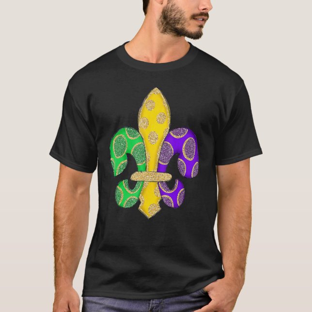 T-shirt Fleur De Lis Effet Mardi Gras (Devant)