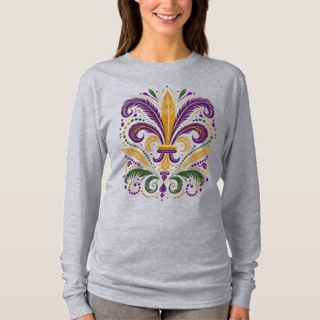 T-shirt Fleur de lis jaune et vert violet (Devant)