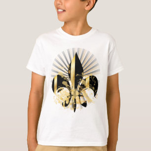 T-shirt Fleur de Lis noir et or