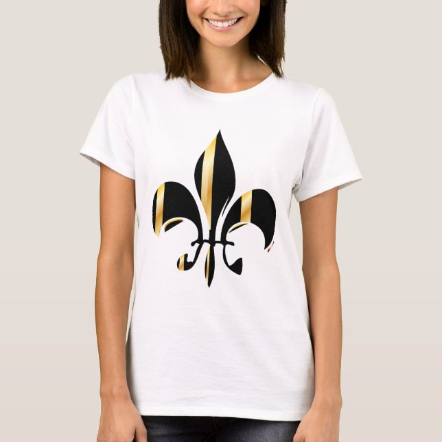 T-shirt Fleur de Lis noir et or (Devant)