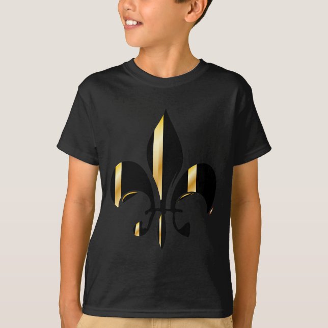T-shirt Fleur de Lis noir et or (Devant)