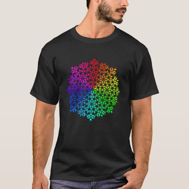 T-shirt Fleur de Lotus Mandala Arc-en-ciel Géométrie Sacré (Devant)