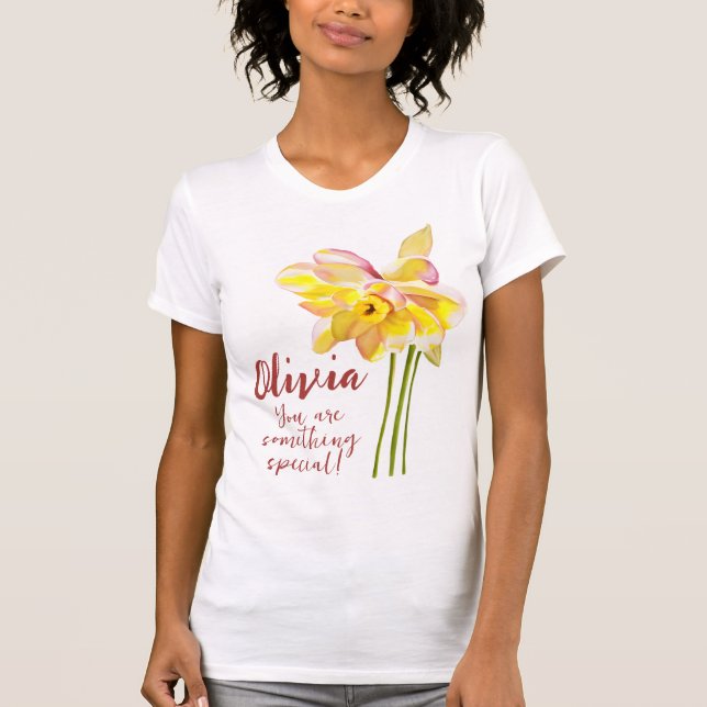 T-shirt Fleur de naissance de mars Aquarelle Daffodil T-sh (Devant)