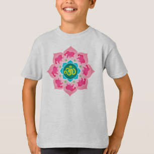 T-shirt Fleur de Namaste Lotus d'éléphants roses de la