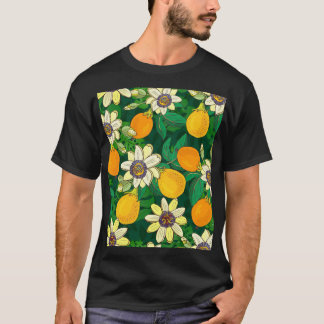 T-shirt Fleur de Passionflower : Arrière - plan noir Vinta