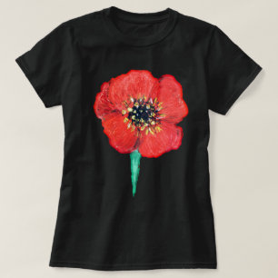 T-shirt Fleur de pavot rouge