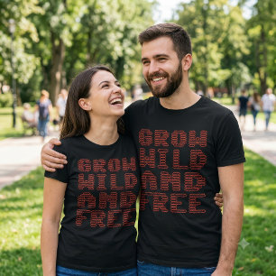 T-shirt Fleur de pavot rouge Grow Wild And Free en lettrag