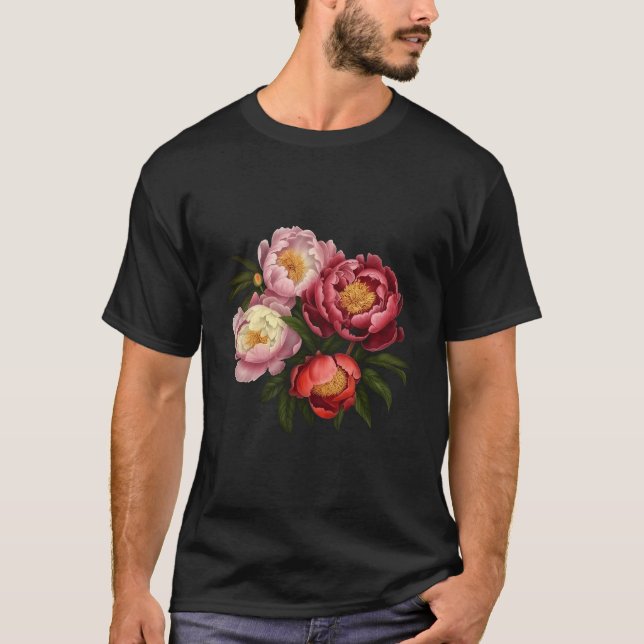 T-shirt Fleur de pivoine Bouquet fleuri (Devant)