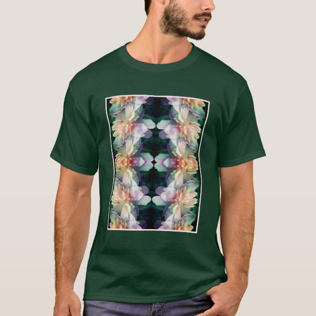 T-shirt Fleur de pivoine rose Abstraite (Devant)