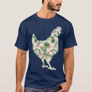T-shirt Fleur de poulet Imprimer Floral Hen Hawaiian
