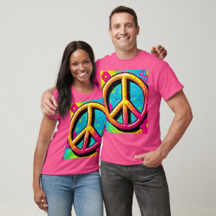 T-shirt Fleur de pouvoir groovy de la paix