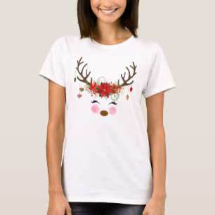 T-shirt Fleur de renne moderne vintage pour les fêtes de N